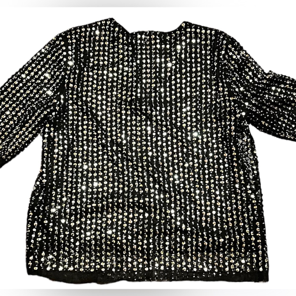 🄷&🄼 Straight-cut, short-sleeved blouse in sequin Size 8 - Picture 8 of 12